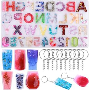 قوالب سلسلة مفاتيح من الراتنج بتصميم حروف ابجدية من انيزوس، قوالب مجوهرات راتنج من السيليكون مع سلاسل مفاتيح لصب الراتنج وصنع سلاسل المفاتيح in Kuwait