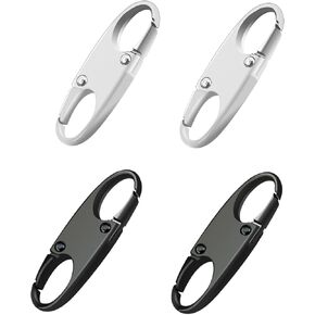 Theft Deterrent Zipper Lock with Double Opening Pull Replacement - Detachable Connectors, Black, 4 PCS
