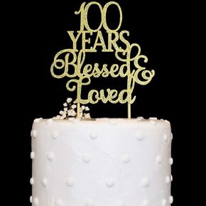 15 Years Blessed & Loved Cake Topper for 15th Birthday, Wedding Anniversary Party Decorations Gold Glitter in Saudi Arabia