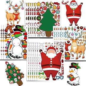 24 ورقة من ملصقات ألعاب حفلات عيد الميلاد، اصنع وجه رجل الثلج الخاص بك على شكل حيوان الرنة ملصقات شخصيات عيد الميلاد، مزيج وتطابق أوراق الملصقات أنشطة عيد الميلاد للأطفال الأولاد والبنات in Kuwait