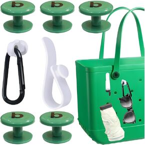 JINSTABAG 3 Pack Inserts Hooks Accessories for Bogg Bag and 5 Pack Bogg Bag Replacement Buttons with B for Handle Strap. Compatible with Bogg Bag and Most Beach Tote Handles.(Blue)