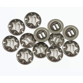 RECHERE 12 قطعة من الأزرار المعدنية الفضية العتيقة المسطحة ذات فتحتين لتزيين الخياطة بنفسك (15 مم) in Kuwait