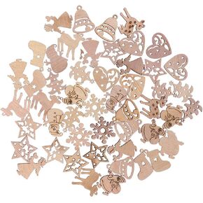 50 قطعة لطيفة الكرتون قطع خشبية القواطع الحرفية الزخرفة شجرة عيد الميلاد الحلي مصغرة حلية الخشب زخرفة عيد الميلاد قلادة ل DIY فن الديكور المنزل (نمط عشوائي) in Kuwait