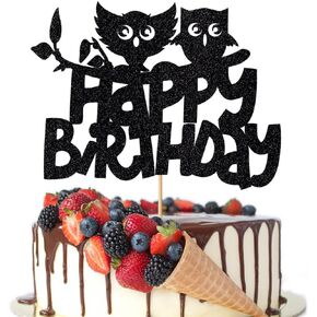 Crseniny Owl Cake Topper，Happy Birthday Sign Owl Cake Decorations，Kids Boy Girl Birthday Baby Shower 1st Bday Party Decorations Owl Animal Themed Birthday Party Supplies in Kuwait