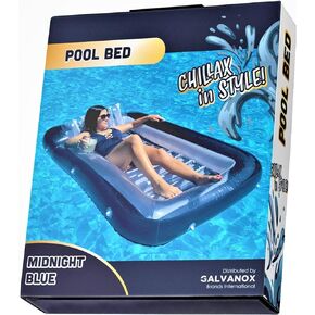 XL Floating Pool Bed, Inflatable Water Lounger Raft Float for Swimming/Tanning 70"x49" Navy Blue (Galvanox Intl.) in Saudi Arabia
