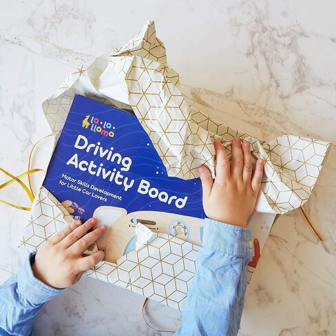 LA·LA · LLAMA Montessori Toy Steering Wheel - Car Driving Toddler Busy Board - Wooden Sensory Activity Board for Kids 3 4 Year Old - Fine Motor Skills Toddler Toys for Boys Girls in Kuwait