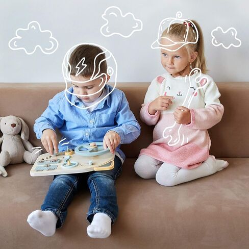 LA·LA · LLAMA Montessori Toy Steering Wheel - Car Driving Toddler Busy Board - Wooden Sensory Activity Board for Kids 3 4 Year Old - Fine Motor Skills Toddler Toys for Boys Girls in Kuwait