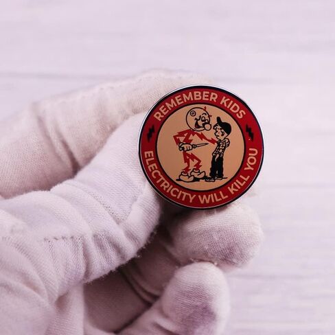 Remember Kids Electricity Will Kill You Brooch Pin Badge Reminder Warning Brooch Warning Danger Sign Enamel Pins Funny Metal Lapel Pin Badge for Backpacks Clothes Bags Jackets Hat Jewelry DIY Decor in Kuwait
