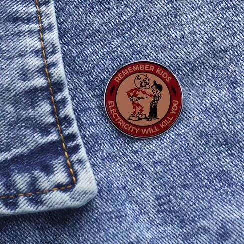 Remember Kids Electricity Will Kill You Brooch Pin Badge Reminder Warning Brooch Warning Danger Sign Enamel Pins Funny Metal Lapel Pin Badge for Backpacks Clothes Bags Jackets Hat Jewelry DIY Decor in Kuwait