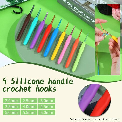 Yizzvb Crochet Kit for Beginners, Beginner Crochet Kit for Adults, Soft Yarn Crochet Hooks Set, Crochet Yarn Kit, Ergonomic Crochet Hooks, Lace Steel Needles, Knitting Needles for Adults in Kuwait