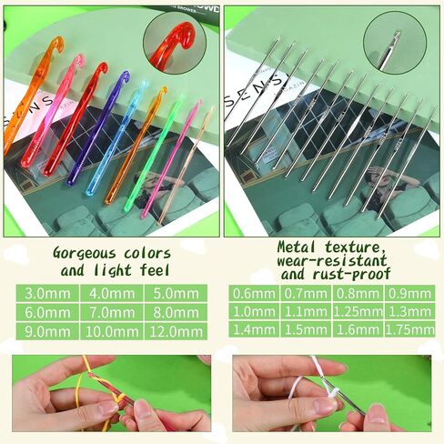 Yizzvb Crochet Kit for Beginners, Beginner Crochet Kit for Adults, Soft Yarn Crochet Hooks Set, Crochet Yarn Kit, Ergonomic Crochet Hooks, Lace Steel Needles, Knitting Needles for Adults in Kuwait