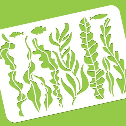 BENECREAT Ocean Theme Stencil, 11.7x8.3inch Seaweed Sea Fish Plastic Drawing Painting Stencils Templates for Summer Painting on Scrapbook Fabric Tiles Floor Furniture Wood in Saudi Arabia