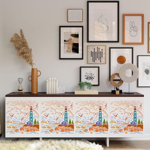 BENECREAT Ocean Theme Stencil, 11.7x8.3inch Seaweed Sea Fish Plastic Drawing Painting Stencils Templates for Summer Painting on Scrapbook Fabric Tiles Floor Furniture Wood in Saudi Arabia