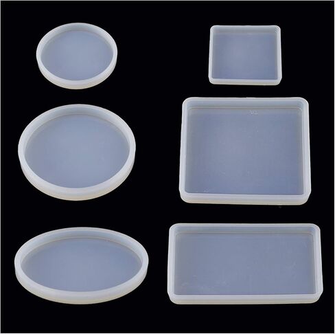 مجموعة قوالب صب الراتنج من Luckkym، مربع مستدير مستطيل بيضاوي سيليكون الراتنج صناعة المجوهرات الحرفية DIY (6 حزم) in Kuwait