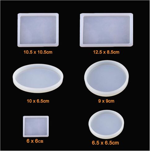 مجموعة قوالب صب الراتنج من Luckkym، مربع مستدير مستطيل بيضاوي سيليكون الراتنج صناعة المجوهرات الحرفية DIY (6 حزم) in Kuwait