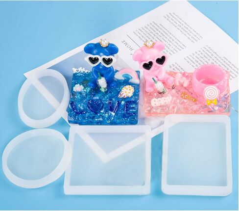 مجموعة قوالب صب الراتنج من Luckkym، مربع مستدير مستطيل بيضاوي سيليكون الراتنج صناعة المجوهرات الحرفية DIY (6 حزم) in Kuwait