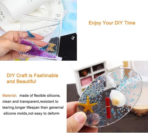 مجموعة قوالب صب الراتنج من Luckkym، مربع مستدير مستطيل بيضاوي سيليكون الراتنج صناعة المجوهرات الحرفية DIY (6 حزم) in Kuwait