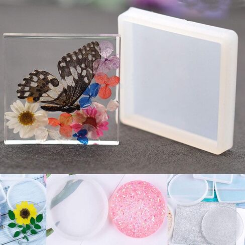 مجموعة قوالب صب الراتنج من Luckkym، مربع مستدير مستطيل بيضاوي سيليكون الراتنج صناعة المجوهرات الحرفية DIY (6 حزم) in Kuwait