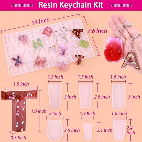 قوالب سلسلة مفاتيح من الراتنج بتصميم حروف ابجدية من انيزوس، قوالب مجوهرات راتنج من السيليكون مع سلاسل مفاتيح لصب الراتنج وصنع سلاسل المفاتيح in Kuwait