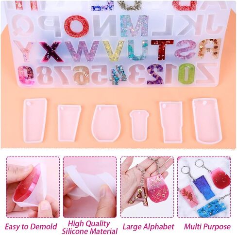 قوالب سلسلة مفاتيح من الراتنج بتصميم حروف ابجدية من انيزوس، قوالب مجوهرات راتنج من السيليكون مع سلاسل مفاتيح لصب الراتنج وصنع سلاسل المفاتيح in Kuwait