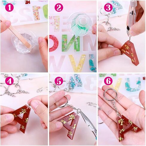 قوالب سلسلة مفاتيح من الراتنج بتصميم حروف ابجدية من انيزوس، قوالب مجوهرات راتنج من السيليكون مع سلاسل مفاتيح لصب الراتنج وصنع سلاسل المفاتيح in Kuwait