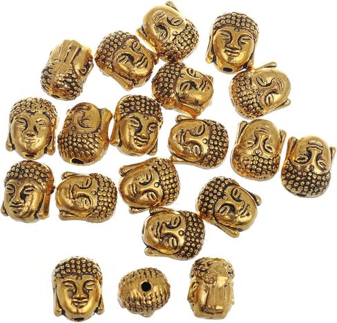 RUBYCA 20PCS Buddha Small Spiritual Metal Beads Bronze Color Spacer for Jewelry Making Bracelet in Kuwait