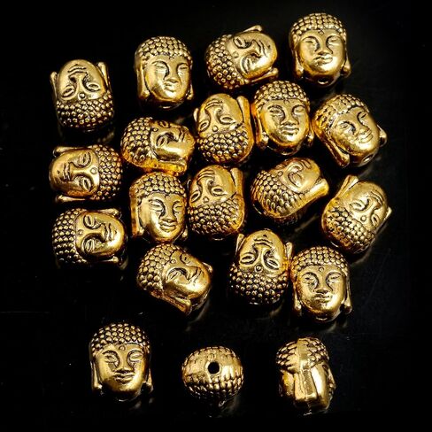 RUBYCA 20PCS Buddha Small Spiritual Metal Beads Bronze Color Spacer for Jewelry Making Bracelet in Kuwait