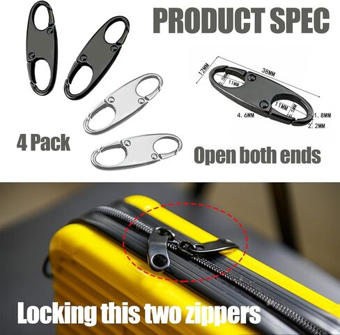 مشبك سحاب لمنع السرقة، استبدال سحب سحاب مزدوج الفتح، موصلات سحاب قابلة للفصل قفل بسحاب - فضي 4 قطع in Kuwait