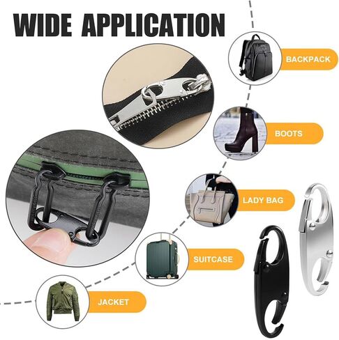 مشبك سحاب لمنع السرقة، استبدال سحب سحاب مزدوج الفتح، موصلات سحاب قابلة للفصل قفل بسحاب - فضي 4 قطع in Kuwait