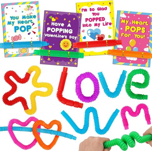 26pcs البوب ​​أنابيب بطاقات عيد الحب للأطفال المدرسة الفصول الدراسية تبادل مضحك الحسية تململ اللعب هدايا معايدة عيد الحب للأطفال الصغار الفتيان الفتيات عيد الحب هدايا عيد الحب علاج حقيبة السائبة in Kuwait