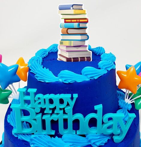 مجموعة غلاف كعكة عيد الميلاد مكونة من 7 قطع من Bookworm Book Lover Reader (تصميم فريد) in Saudi Arabia