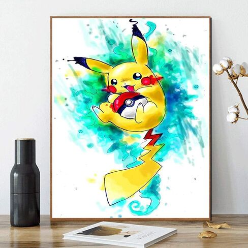مطبوعات يدوية كيميلي بأرقام للبالغين والأطفال بوكيمون الطلاء حسب الأرقام DIY طلاء بيكاتشو أكريليك بالألوان حسب الأرقام مجموعة الرسم الرئيسية جدار غرفة المعيشة غرفة النوم ديكور بيكاتشو in Kuwait