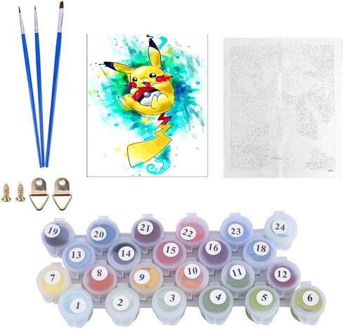 مطبوعات يدوية كيميلي بأرقام للبالغين والأطفال بوكيمون الطلاء حسب الأرقام DIY طلاء بيكاتشو أكريليك بالألوان حسب الأرقام مجموعة الرسم الرئيسية جدار غرفة المعيشة غرفة النوم ديكور بيكاتشو in Kuwait