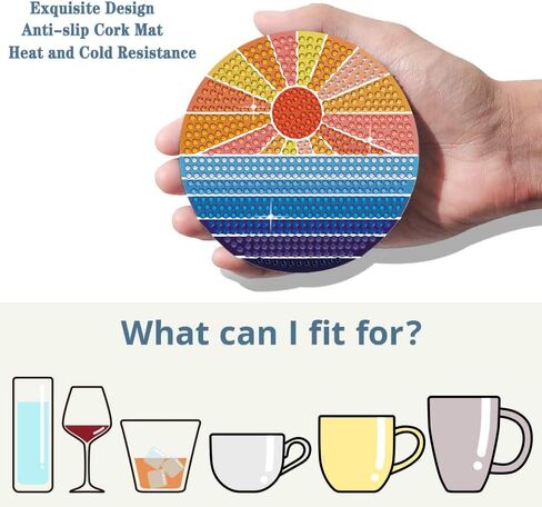 GLOYER 8 Pcs Diamond Painting Coasters,Sun Moon Iandscape Diamond Painting Kits Accessories for Beginners Adults and Kids for Home Decoration Gifts in Kuwait