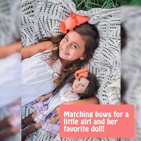 HLIN Toddler Girls 6PCS Hair Bow Clips Matching American Girls Doll & Girls (6inch ×2, 4.5inch ×2, 3inch ×2)… in Kuwait