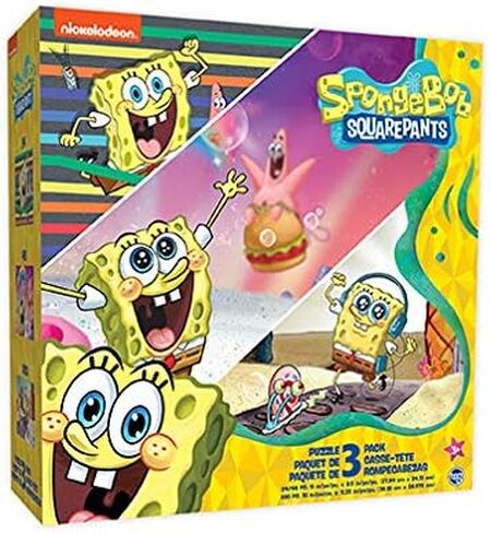 Spongebob Squarepants - 3 in 1 Jigsaw Puzzles for Kids. Great Birthday & Educational Gifts for Boys and Girls. Colorful Pieces Fit Together Perfectly. Great Preschool Aged Learning Gift. in Kuwait