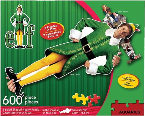AQUARIUS Elf Puzzle (2-Sided Shaped 600 Piece Jigsaw Puzzle) - Glare Free - Precision Fit - Officially Licensed Elf Merchandise & Collectibles - 13 x 29.75 Inches in Saudi Arabia