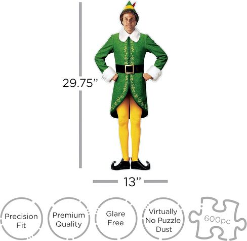 AQUARIUS Elf Puzzle (2-Sided Shaped 600 Piece Jigsaw Puzzle) - Glare Free - Precision Fit - Officially Licensed Elf Merchandise & Collectibles - 13 x 29.75 Inches in Saudi Arabia