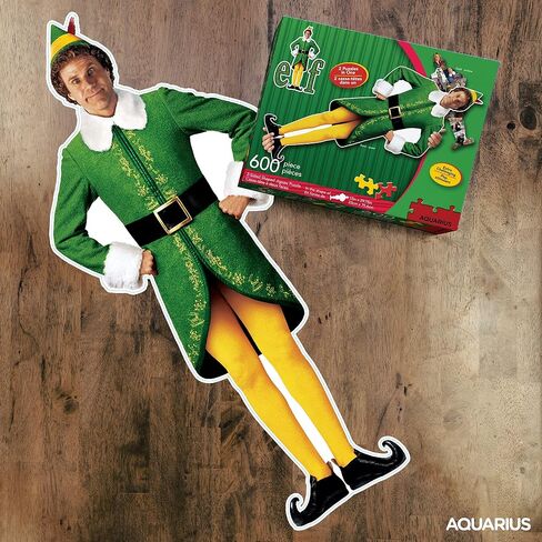 AQUARIUS Elf Puzzle (2-Sided Shaped 600 Piece Jigsaw Puzzle) - Glare Free - Precision Fit - Officially Licensed Elf Merchandise & Collectibles - 13 x 29.75 Inches in Saudi Arabia