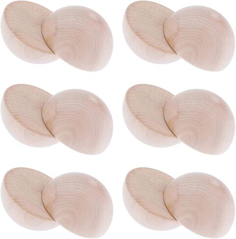 12 حزمة من كرات نصف خشبية غير مكتملة 2 بوصة كرات خشبية مقسمة DIY زخرفة مخروط خشبية الحرف اليدوية نصف جولة كرات للمشروعات اليدوية للأطفال ، 50 مم in Kuwait