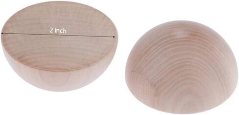 12 حزمة من كرات نصف خشبية غير مكتملة 2 بوصة كرات خشبية مقسمة DIY زخرفة مخروط خشبية الحرف اليدوية نصف جولة كرات للمشروعات اليدوية للأطفال ، 50 مم in Kuwait