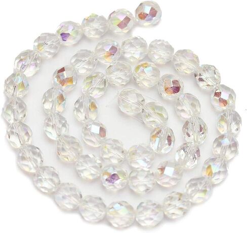 Halcraft Crystal AB Glass Czech Round Fire Polished Faceted 8mm Beads - 100 Pieces - for Jewelry Making in Saudi Arabia