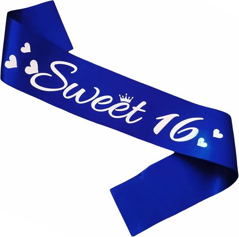 LXYXUUN Sweet 16 وشاحًا أزرق ملكي، وشاح عيد ميلاد من رقائق الفضة لتزيين حفلات عيد الميلاد السادس عشر المضحكة، أفكار هدايا لوشاح فتاة حلوة 16 يومًا in Kuwait