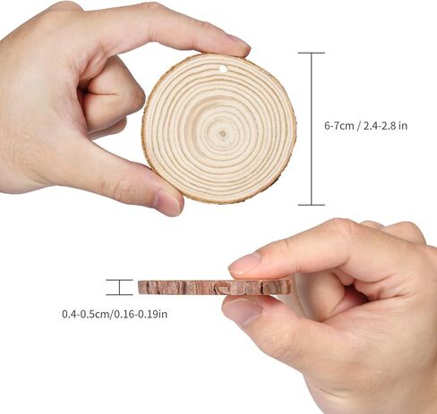 TJ.MOREE Wood Slices for Craft 30 Pcs 2.4-2.8 Inches, 25 Yard Christmas Ribbon,Great DIY Gift for Children Arts and Artistic Creation, 10yard Jute Rope, Wedding Centerpiece Decor,Christmas Ornaments in Kuwait