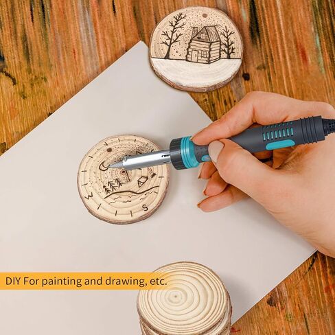 TJ.MOREE Wood Slices for Craft 30 Pcs 2.4-2.8 Inches, 25 Yard Christmas Ribbon,Great DIY Gift for Children Arts and Artistic Creation, 10yard Jute Rope, Wedding Centerpiece Decor,Christmas Ornaments in Kuwait