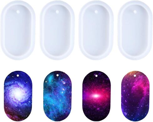 Nifocc Oval Keychain Silicone Molds - 4 Pcs, Large Size, DIY Crafts, Dog Tag, Keychain Making in Kuwait