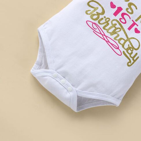 LYQTloml Newborn Baby Girls Baby Girls My 1st Birthday Outfits Romper + Tutu Skirt + Headband Set in Kuwait