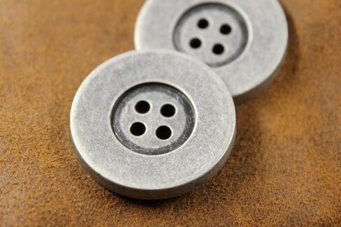 Bezelry 4 Pieces Large Heavy Broad Edge Metal Hole Buttons. 33mm (1-5/16 inch) (Antique Silver) in Saudi Arabia