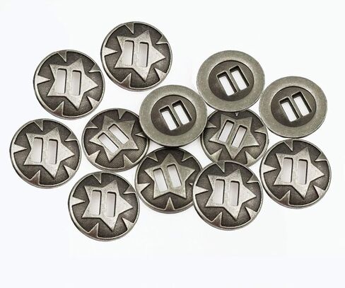 RECHERE 12 قطعة من الأزرار المعدنية الفضية العتيقة المسطحة ذات فتحتين لتزيين الخياطة بنفسك (15 مم) in Kuwait