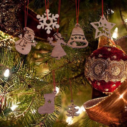 50 قطعة لطيفة الكرتون قطع خشبية القواطع الحرفية الزخرفة شجرة عيد الميلاد الحلي مصغرة حلية الخشب زخرفة عيد الميلاد قلادة ل DIY فن الديكور المنزل (نمط عشوائي) in Kuwait